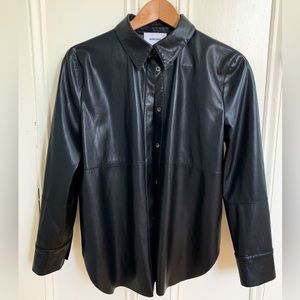 Nanushka vegan leather shirt in black